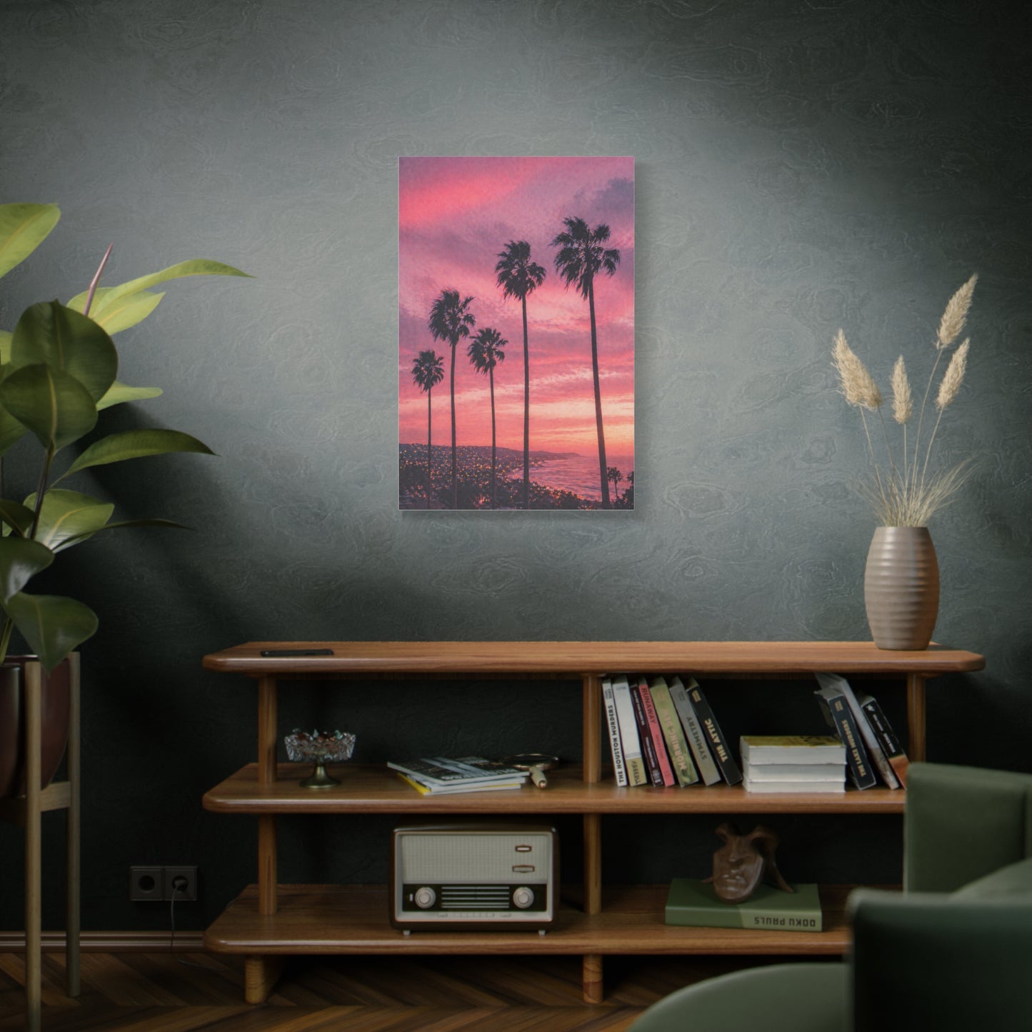 Pink Sunset Palm Coast Wall Art & Canvas Print