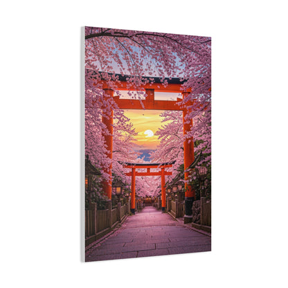Torii Gate Sakura Pathway at Sunset Wall Art & Canvas Prints