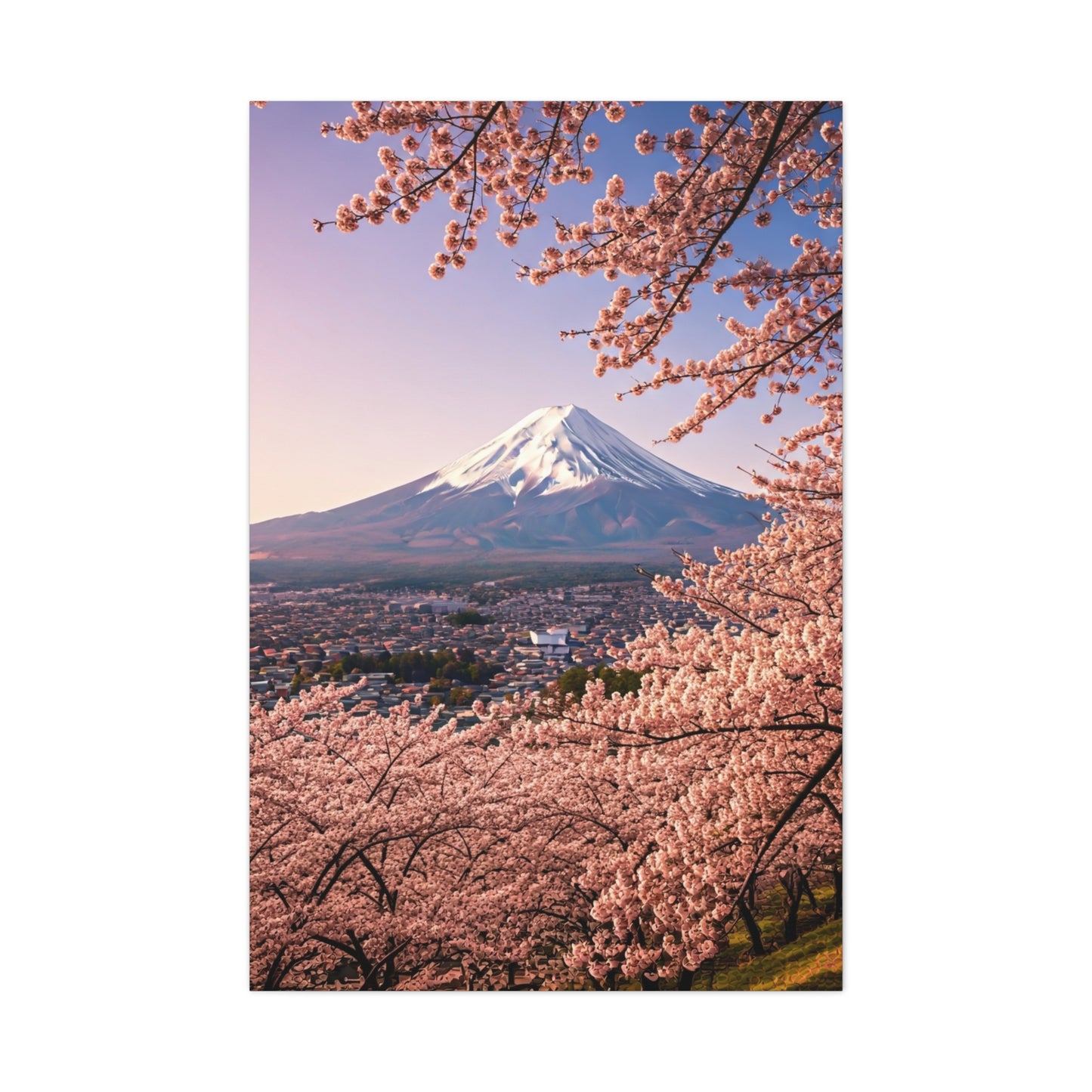 Mount Fuji Over Sakura Blossom Hillside Wall Art & Canvas Prints