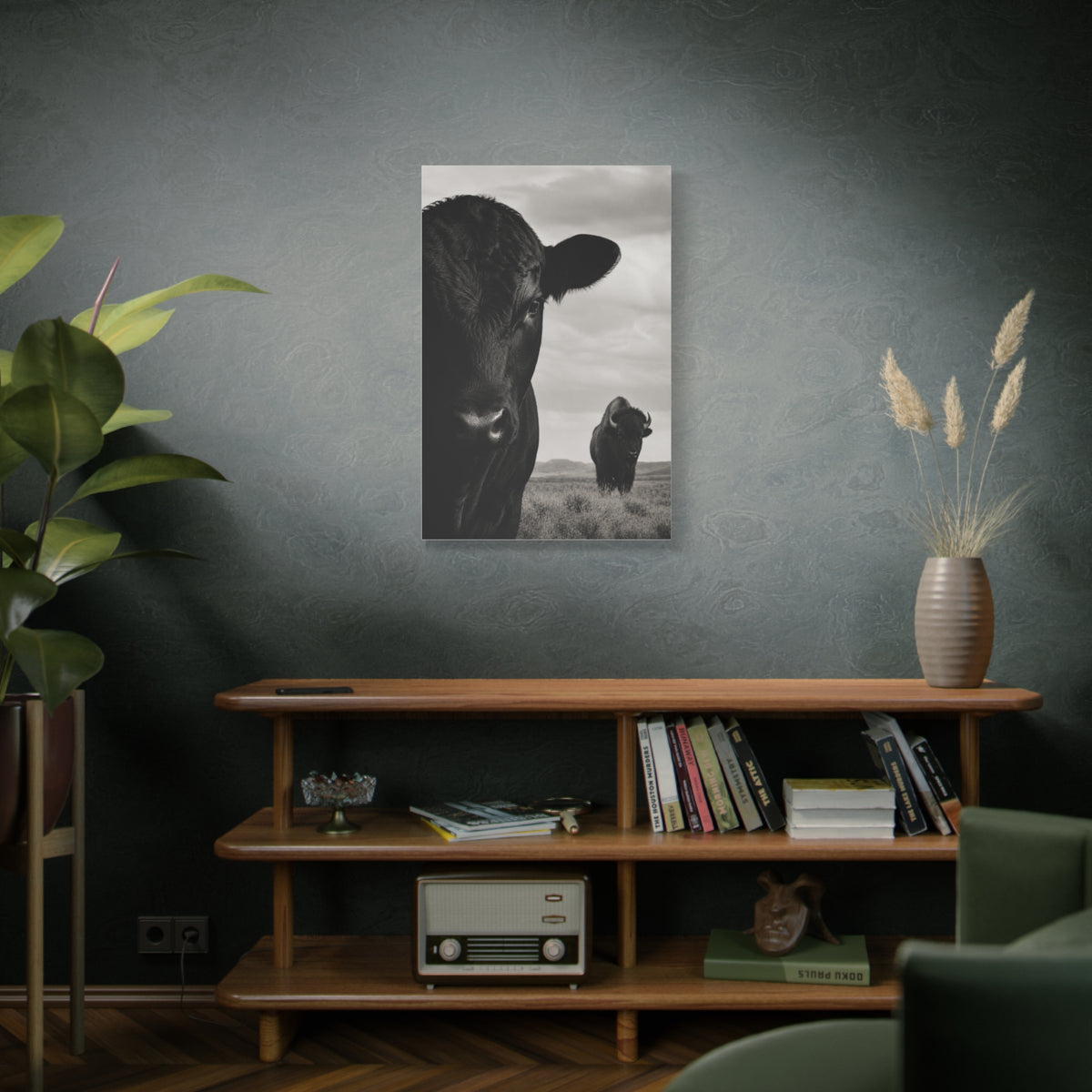 Black Angus & Bison Dual Portrait Landscape Wall Art & Canvas Print