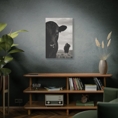 Black Angus & Bison Dual Portrait Landscape Wall Art & Canvas Print