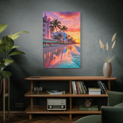 Miami Beach Art Deco Sunset Wall Art & Canvas Print