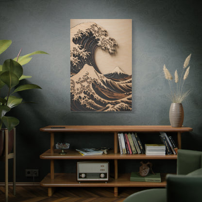 Layered Wood Great Wave Relief Wall Art & Canvas Print