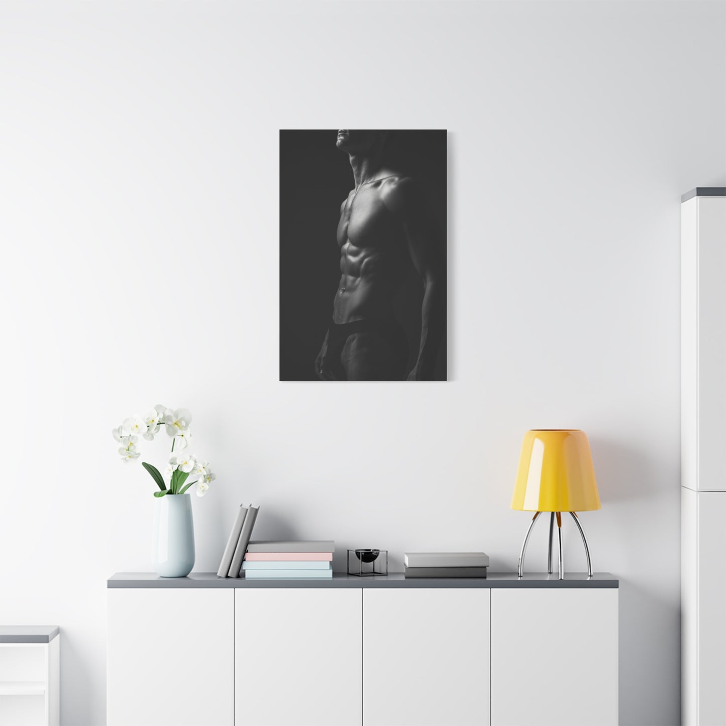 Sculptural Monochrome Torso Study Wall Art & Canvas Print