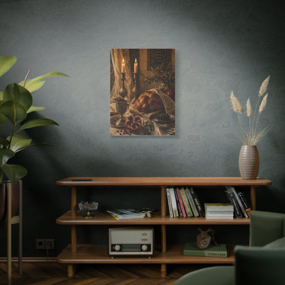 Shabbat Candlelight Still Life Wall Art & Canvas Print