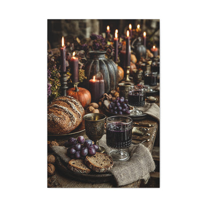Autumn Harvest Feast Table Wall Art & Canvas Print