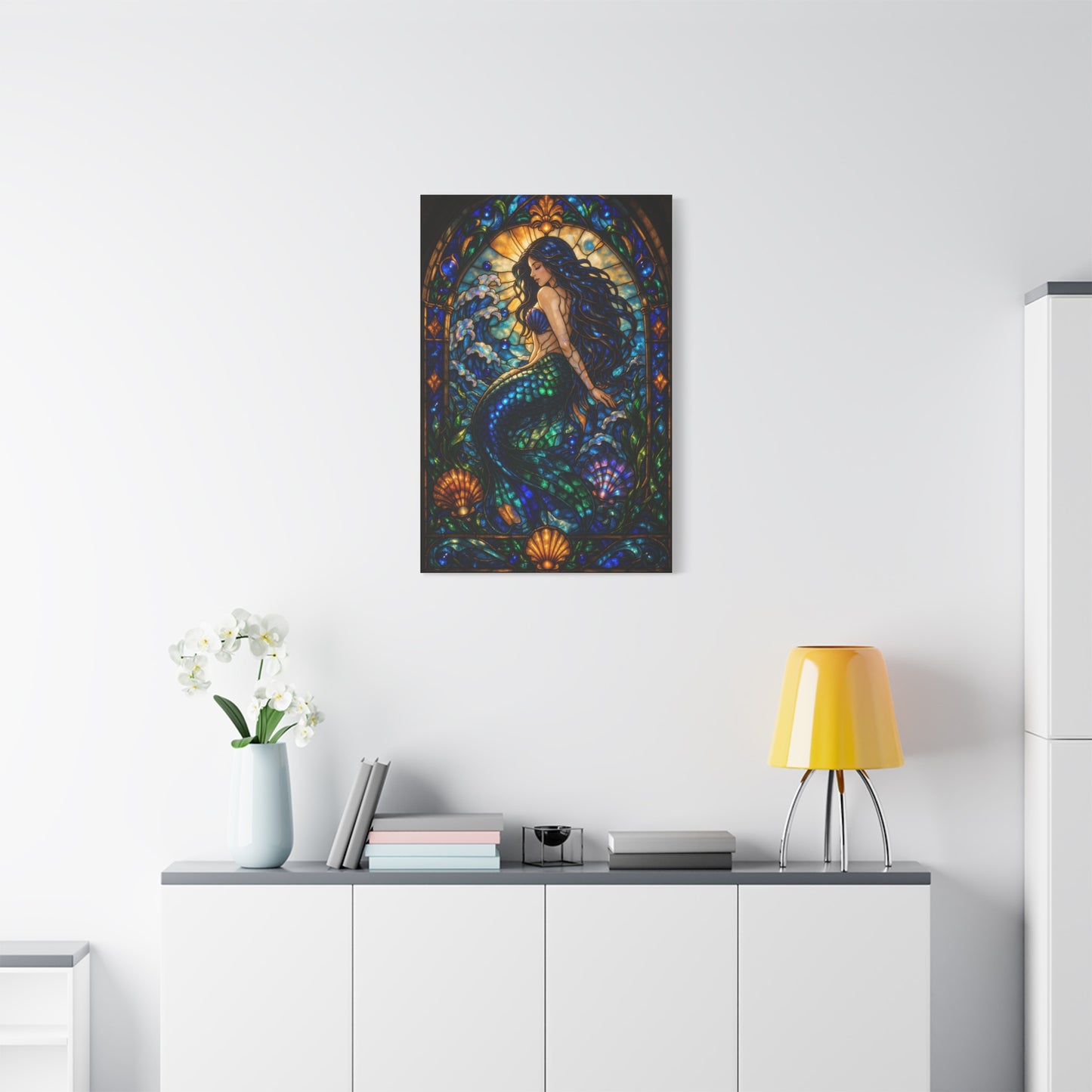 Stained Glass Ocean Siren Wall Art & Canvas Print