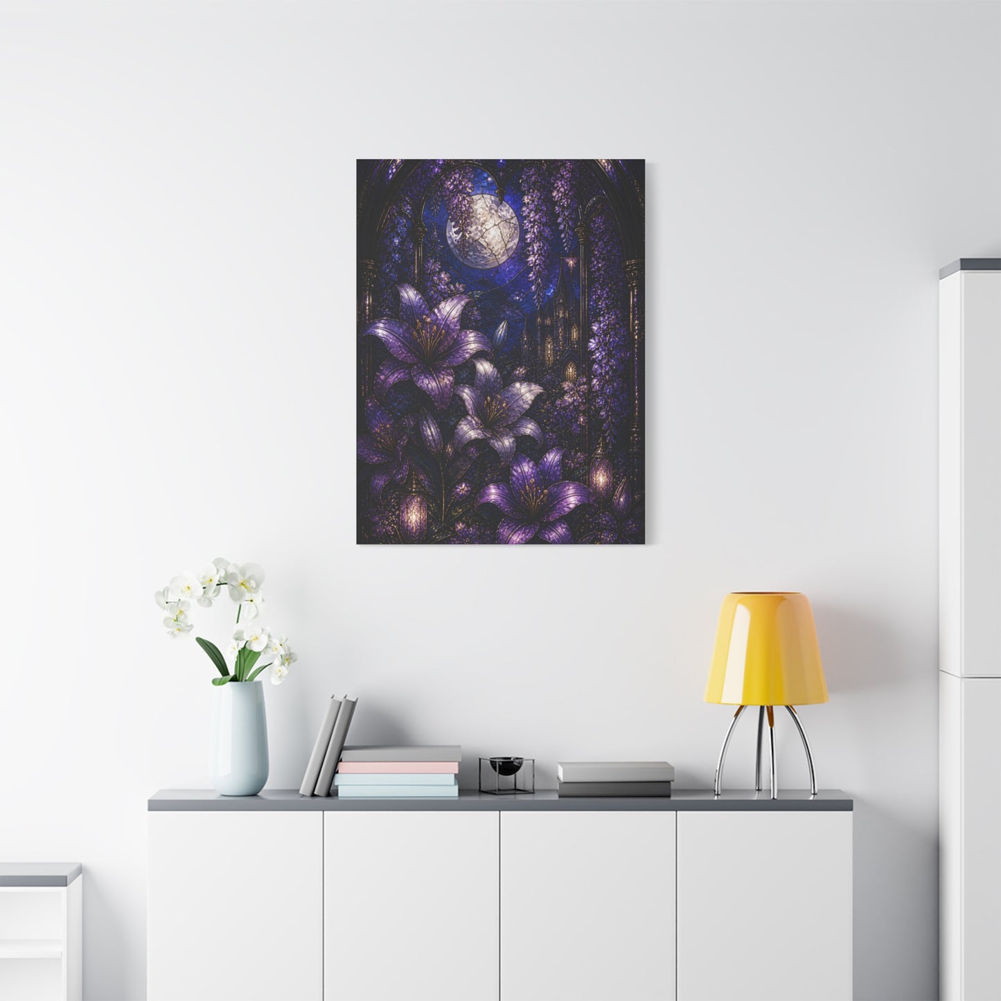 Stained Glass Violet Cathedral Garden Wall Art & Canvas Print