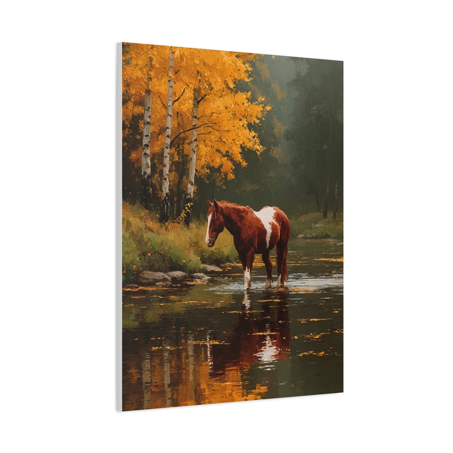 Painted Autumn Horse Landscape Wall Art & Canvas Print