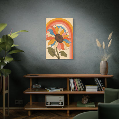 Retro Rainbow Sunflower Wall Art & Canvas Print