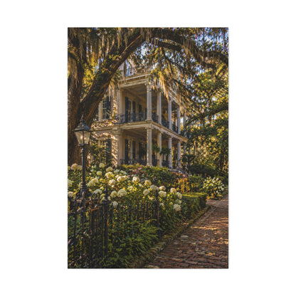Garden District Mansion Under Live Oaks Wall Art & Canvas Print