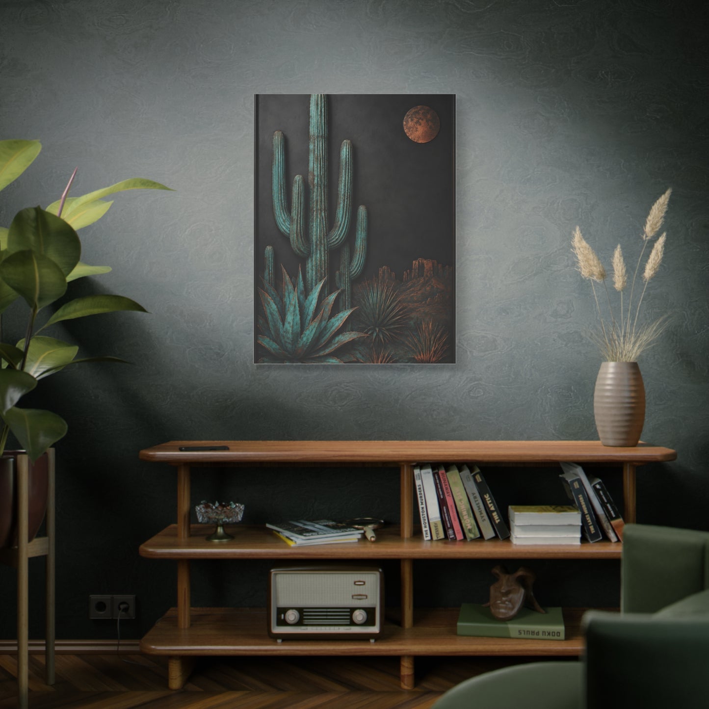 Turquoise Patina Desert Cactus Wall Art & Canvas Print