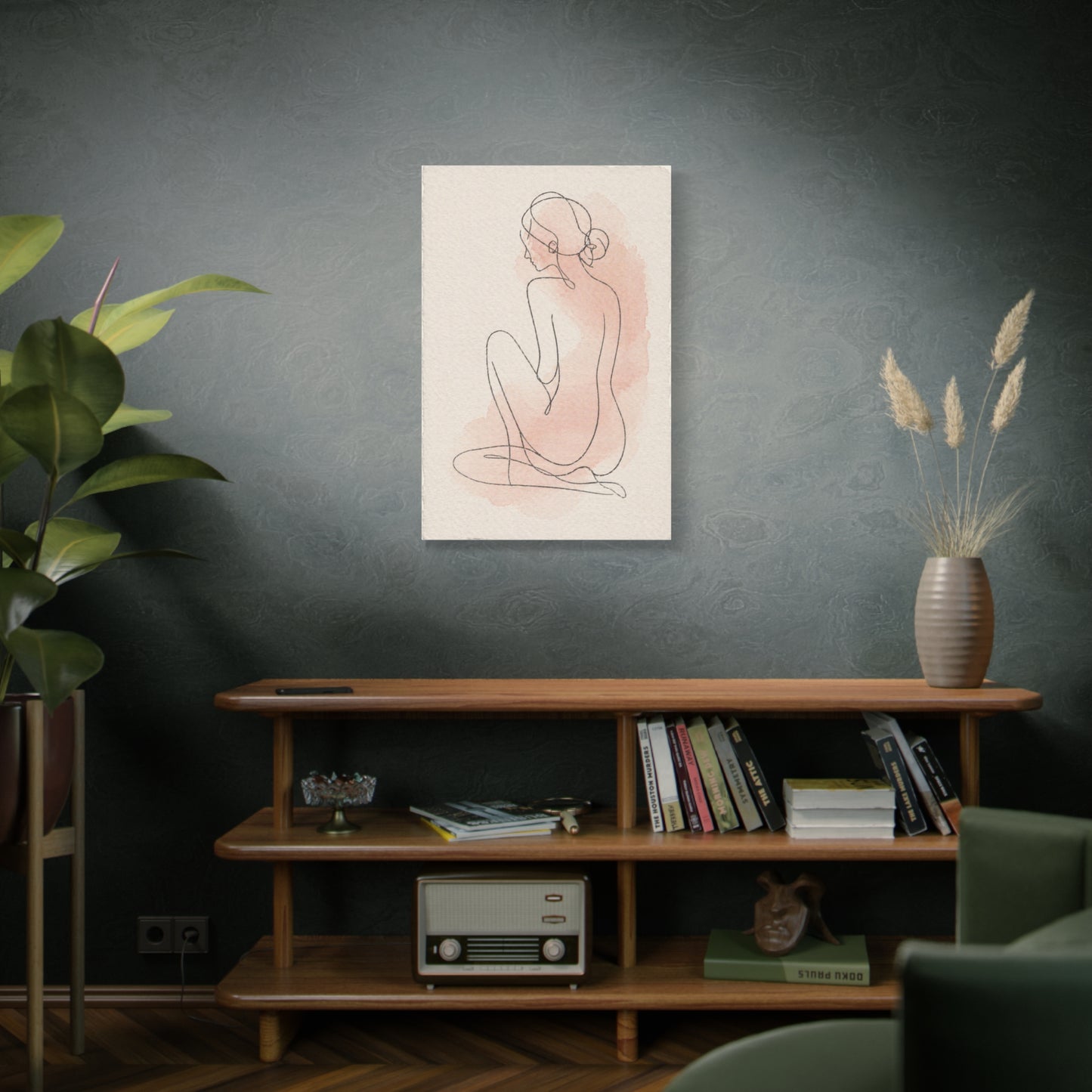 Minimal Blush Line Figure Wall Art & Canvas Print