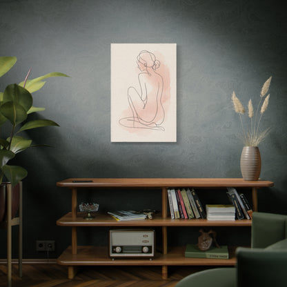 Minimal Blush Line Figure Wall Art & Canvas Print