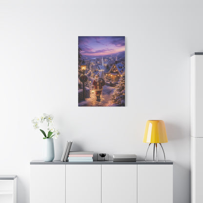 Snowy Village Santa Lantern Walk Wall Art & Canvas Print