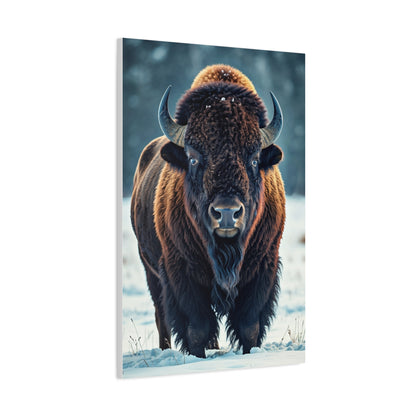 Winter American Bison in Snow Landscape Wall Art & Canvas Print