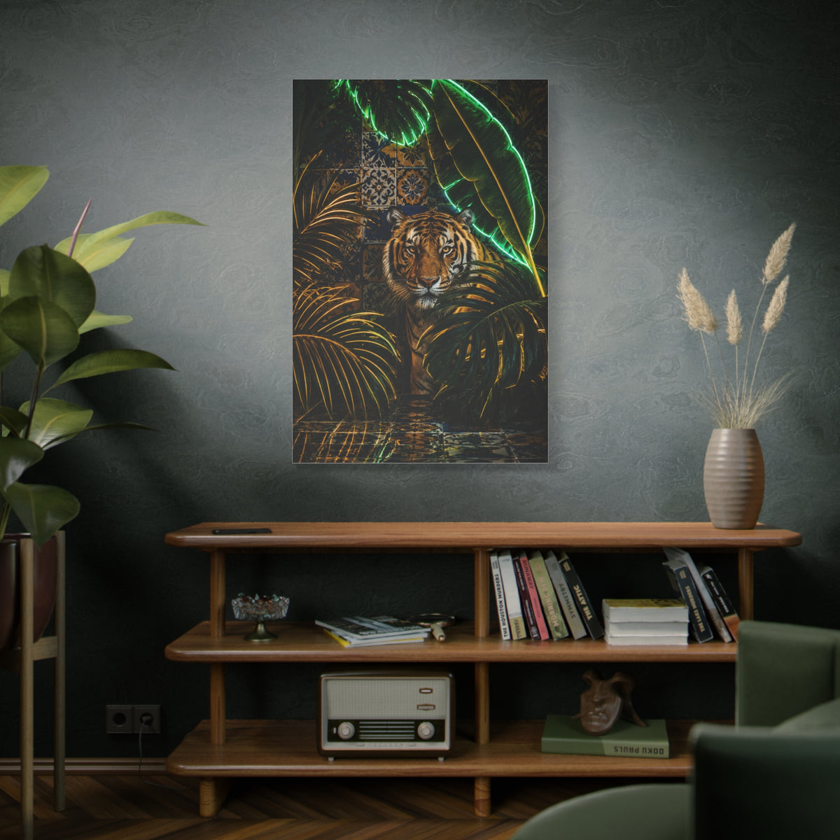 Neon Jungle Tiger Luxe Statement Tropical Wall Art & Canvas Print