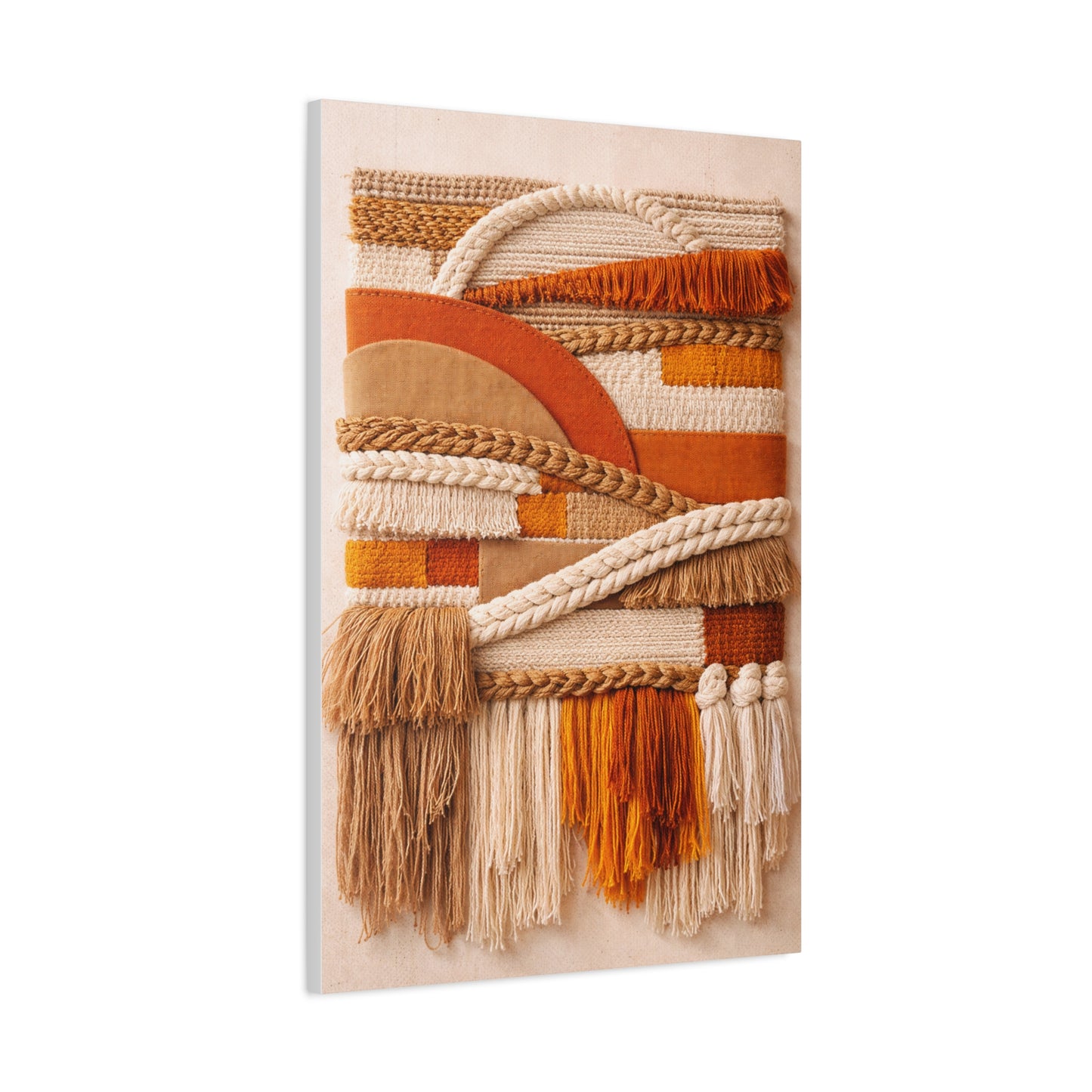 Boho Textile Orange Fiber Composition Wall Art & Canvas Print