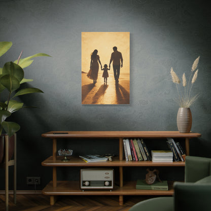 Golden Family Silhouette Sunset Wall Art & Canvas Print