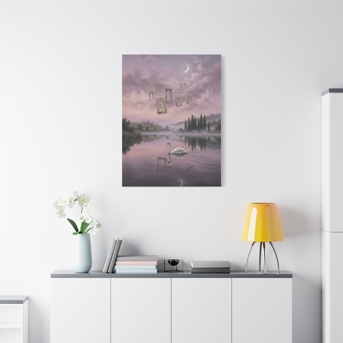 Surreal Swan Dreamscape Reflection Wall Art & Canvas Print
