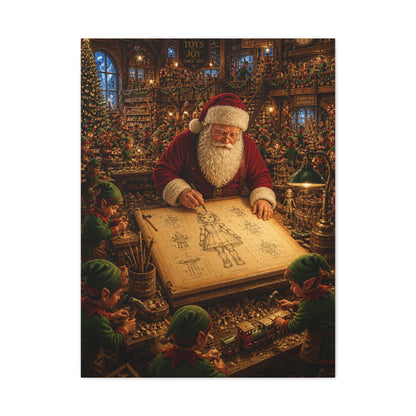 Santa’s Busy Workshop Blueprint Wall Art & Canvas Print