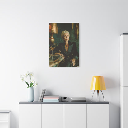 Silver-Haired Woman Martini Portrait Wall Art & Canvas Print