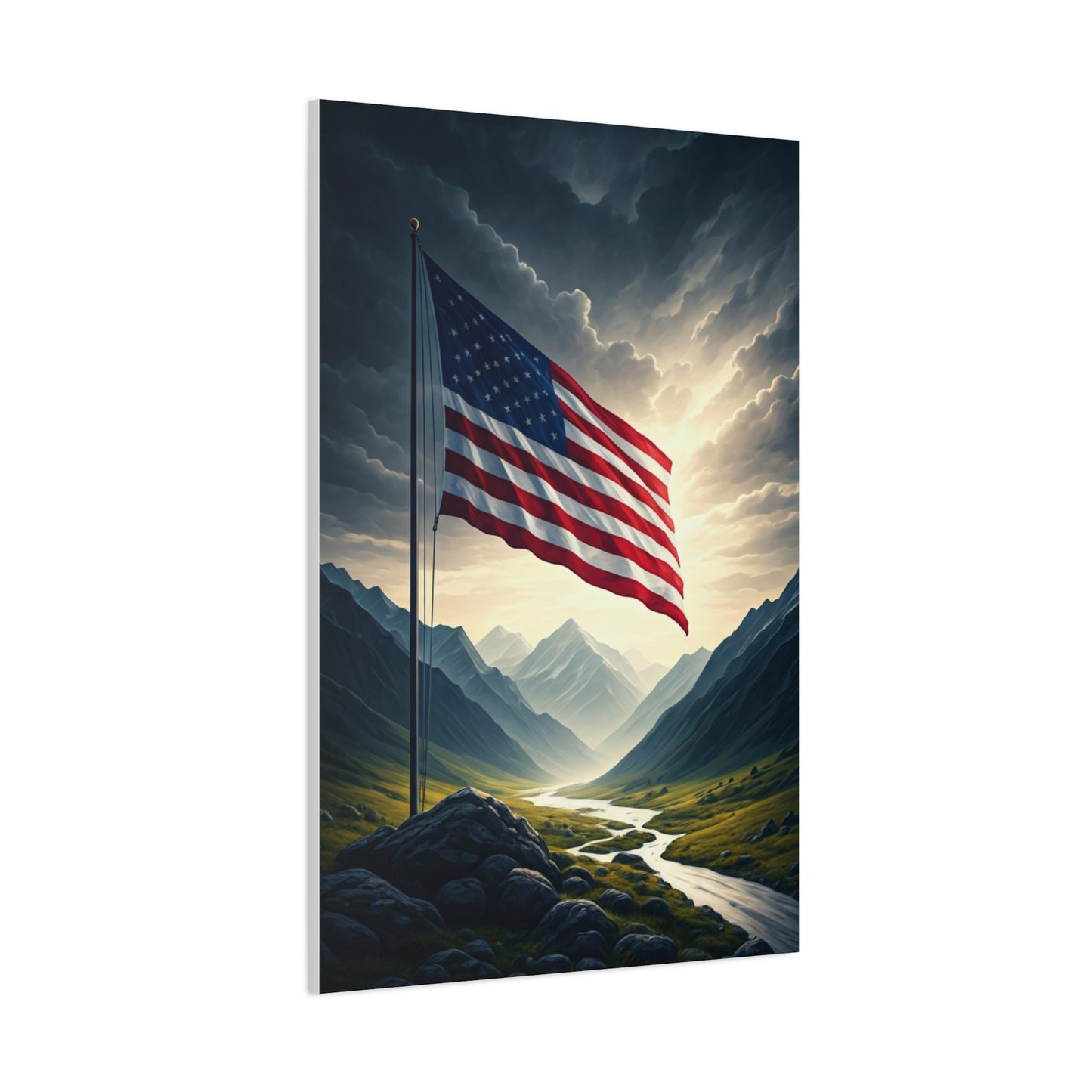 Mountain Freedom Flag Landscape Wall Art & Canvas Prints