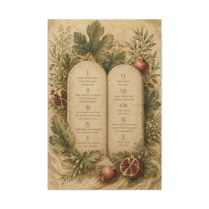 Ten Commandments Botanical Scripture Wall Art & Canvas Print