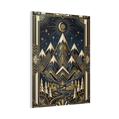 Art Deco Golden Alpine Skyline Wall Art & Canvas Print