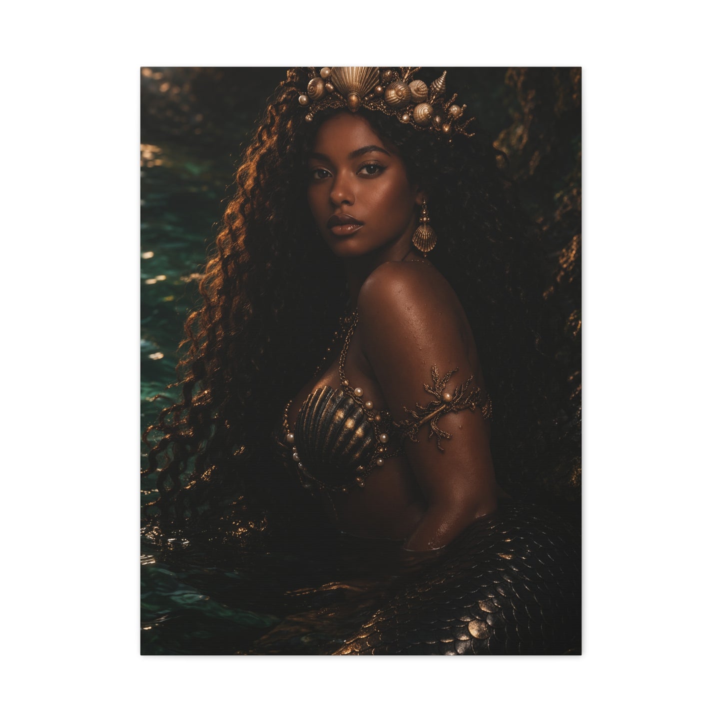Regal Ocean Queen Mermaid Portrait Wall Art & Canvas Print