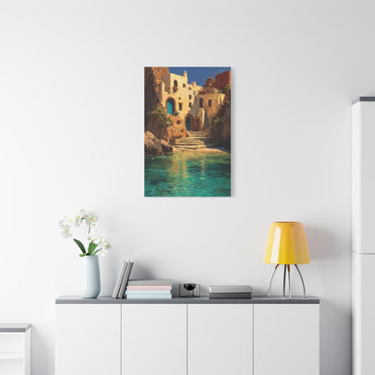 Mediterranean Coastal Village Wall Art & Canvas Print