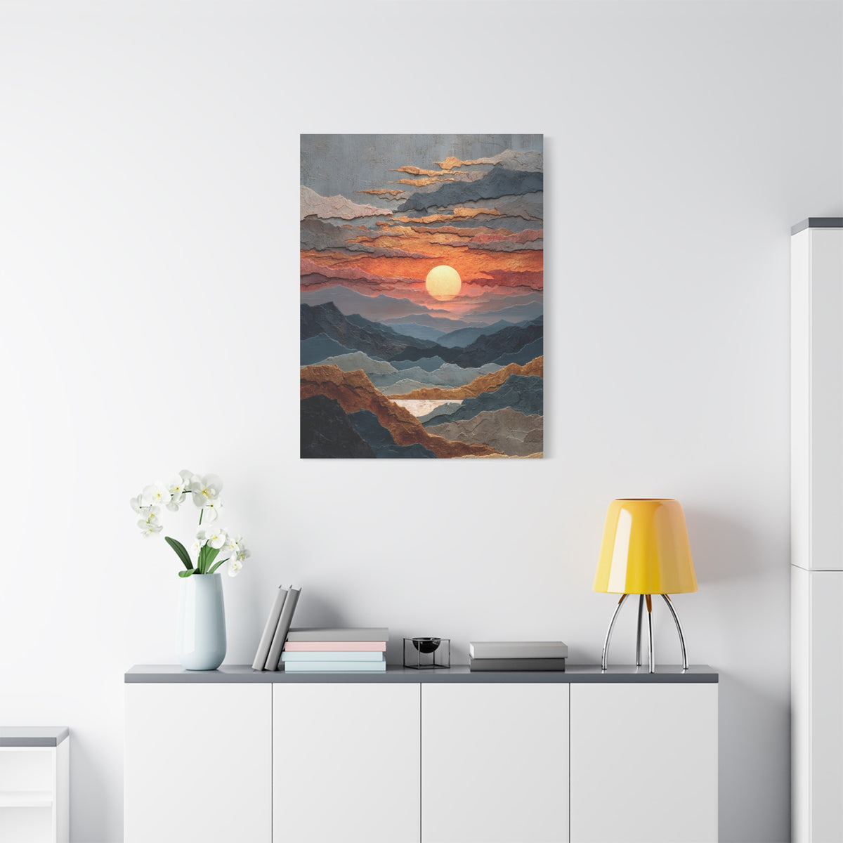 Layered Desert Sunset Abstract Landscape Wall Art & Canvas Print