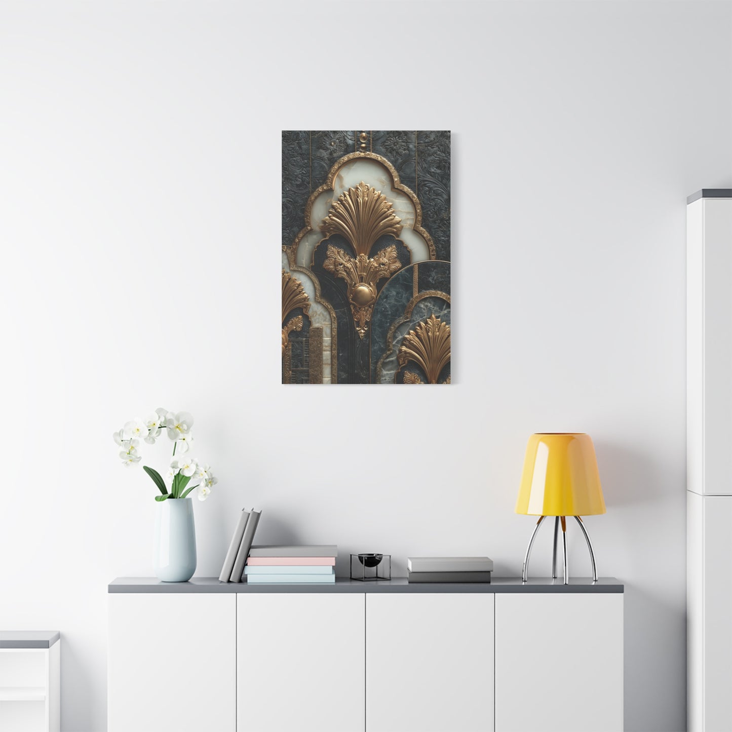 Art Deco Gold Architectural Relief Wall Art & Canvas Print