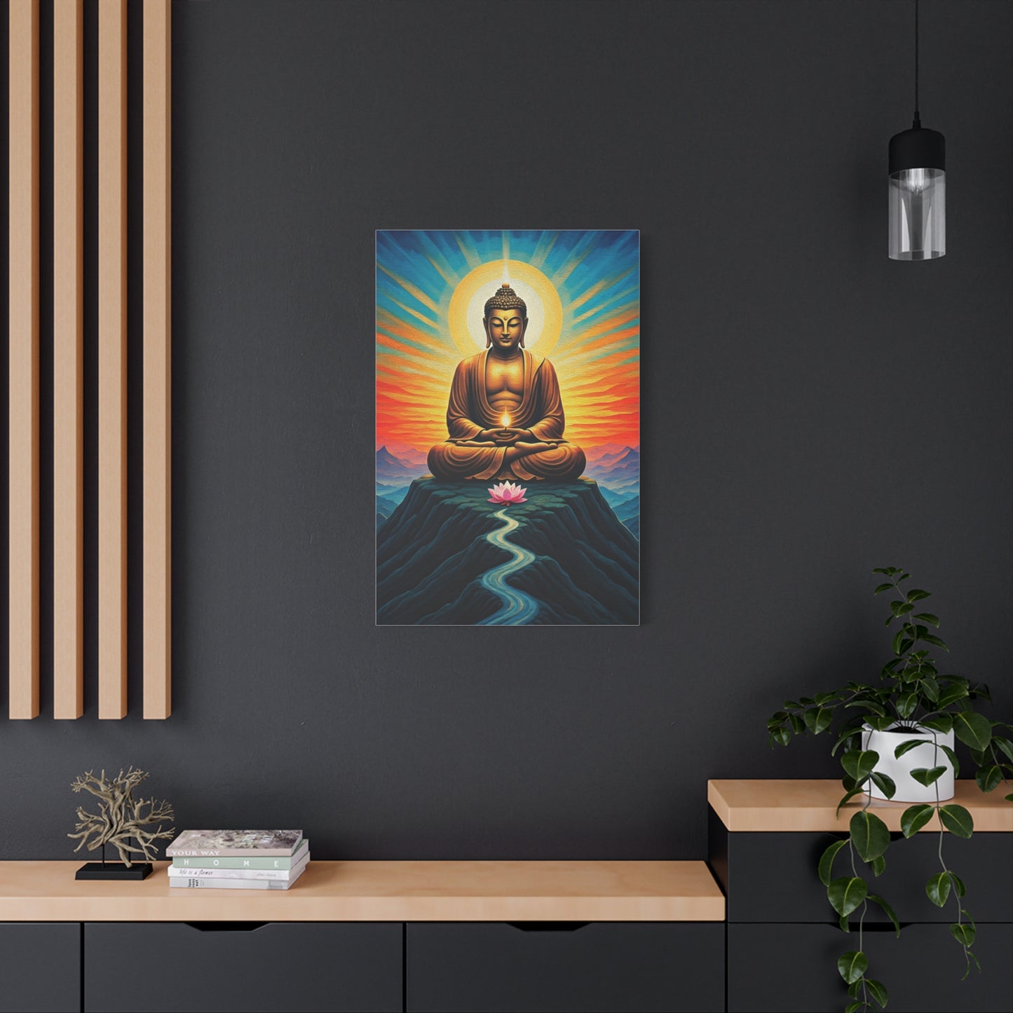 Meditative Buddha with Lotus Path