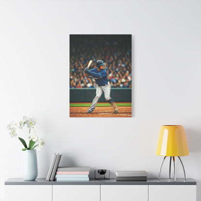 Lone Baseball Player Under Stadium Lights Wall Art & Canvas Prints