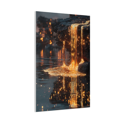 Molten Gold Waterfall Wall Art & Canvas Print