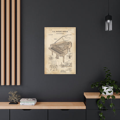 Vintage Grand Piano Patent Illustration Wall Art & Canvas Print