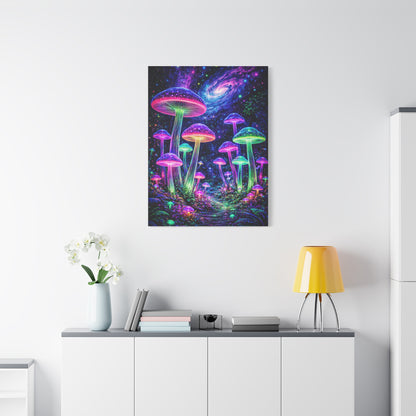 Glowing Giant Mushrooms in Midnight Forest Wall Art & Canvas Print
