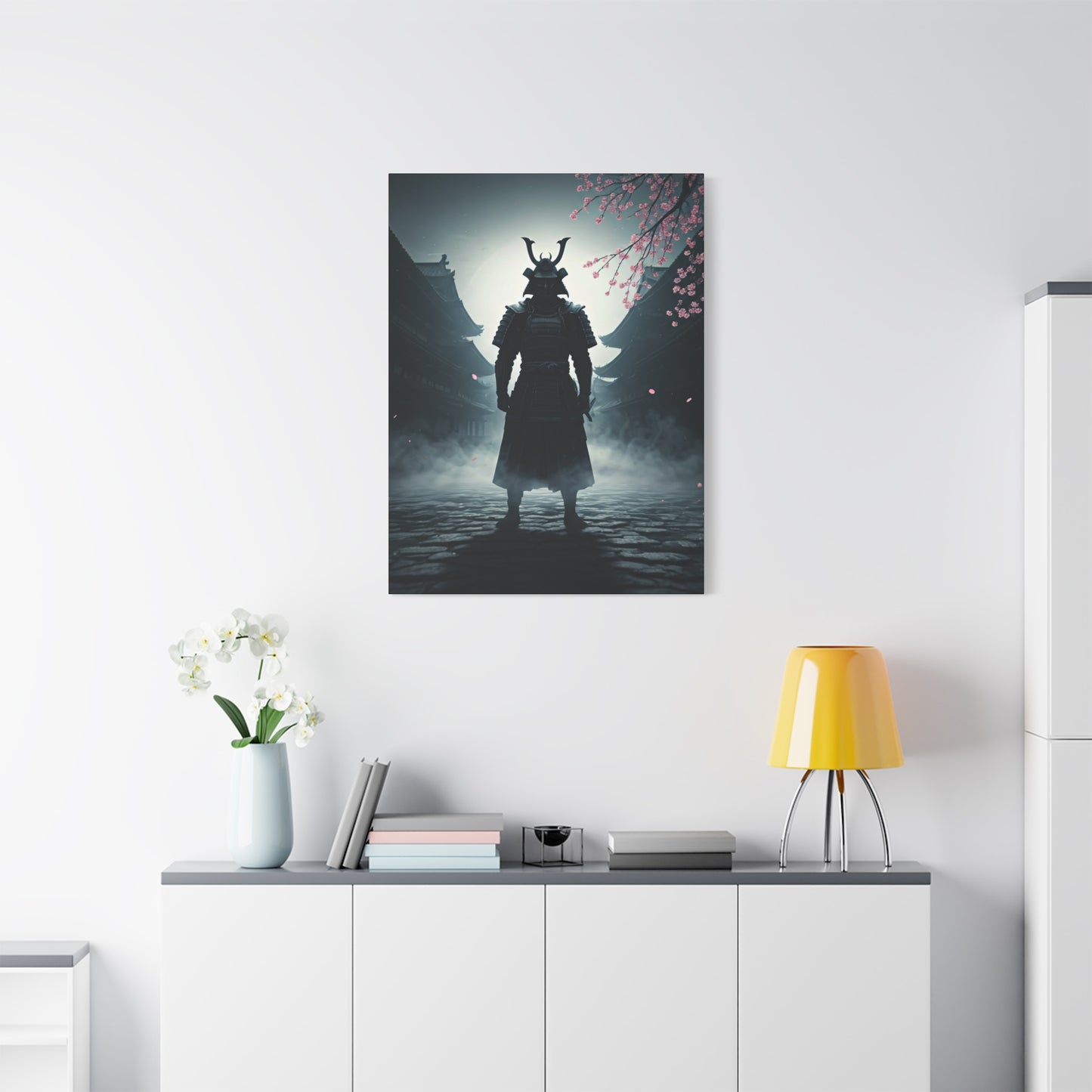 Samurai in the Misty Street Wall Art & Canvas Prints
