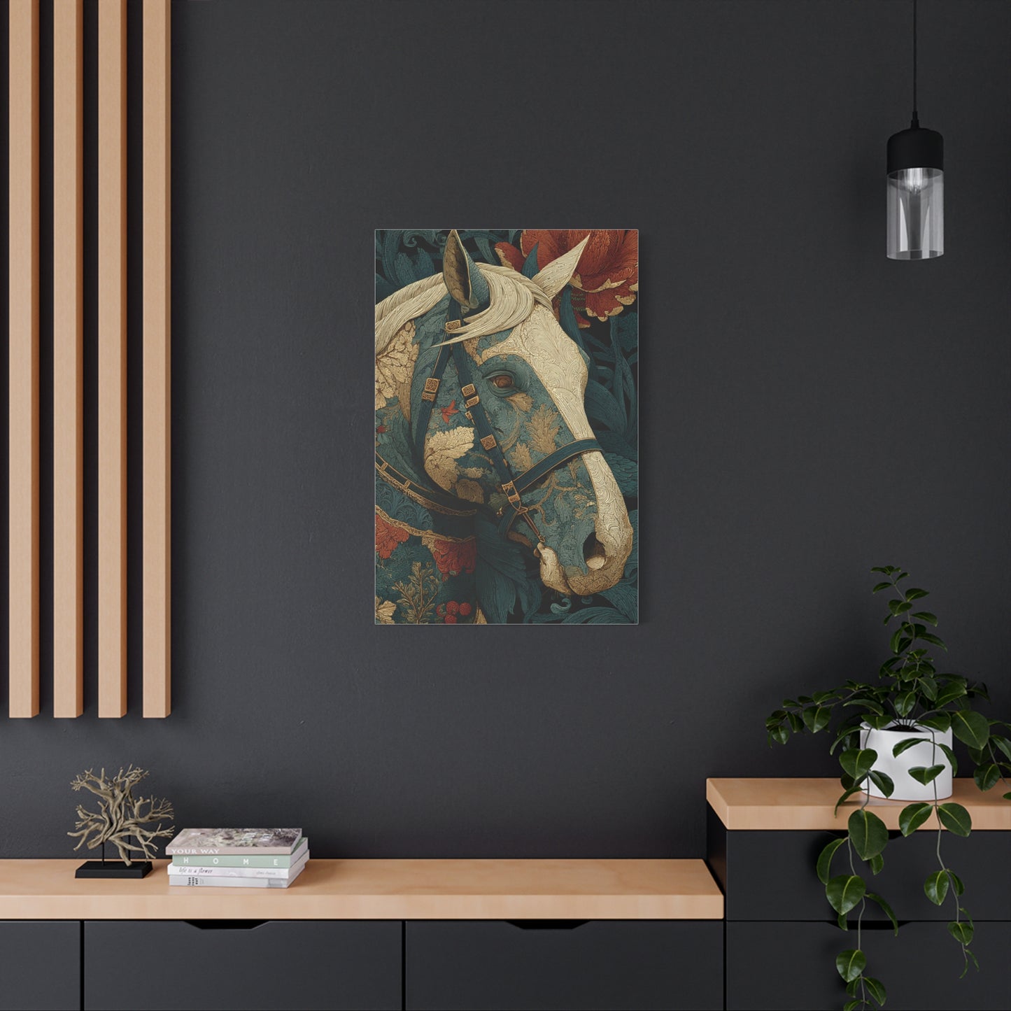 Ornamental Botanical Horse Portrait Wall Art & Canvas Print