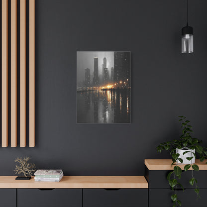 Rainy City Reflection Abstract Wall Art & Canvas Print