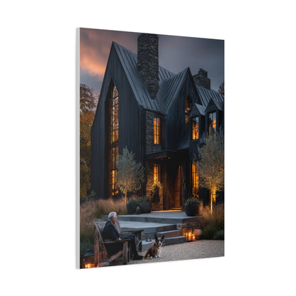 Lavish Black Farmhouse Courtyard Wall Art & Canvas Print