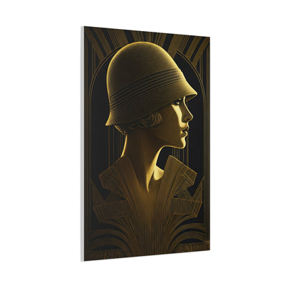 Golden Deco Profile Woman Wall Art & Canvas Prints