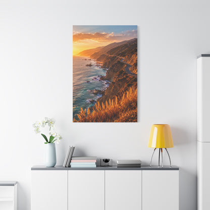 Malibu Coastal Cliffs at Golden Hour Wall Art & Canvas Print