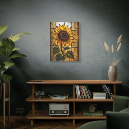 Classic Stained Glass Sunflower Panel Wall Art & Canvas Print