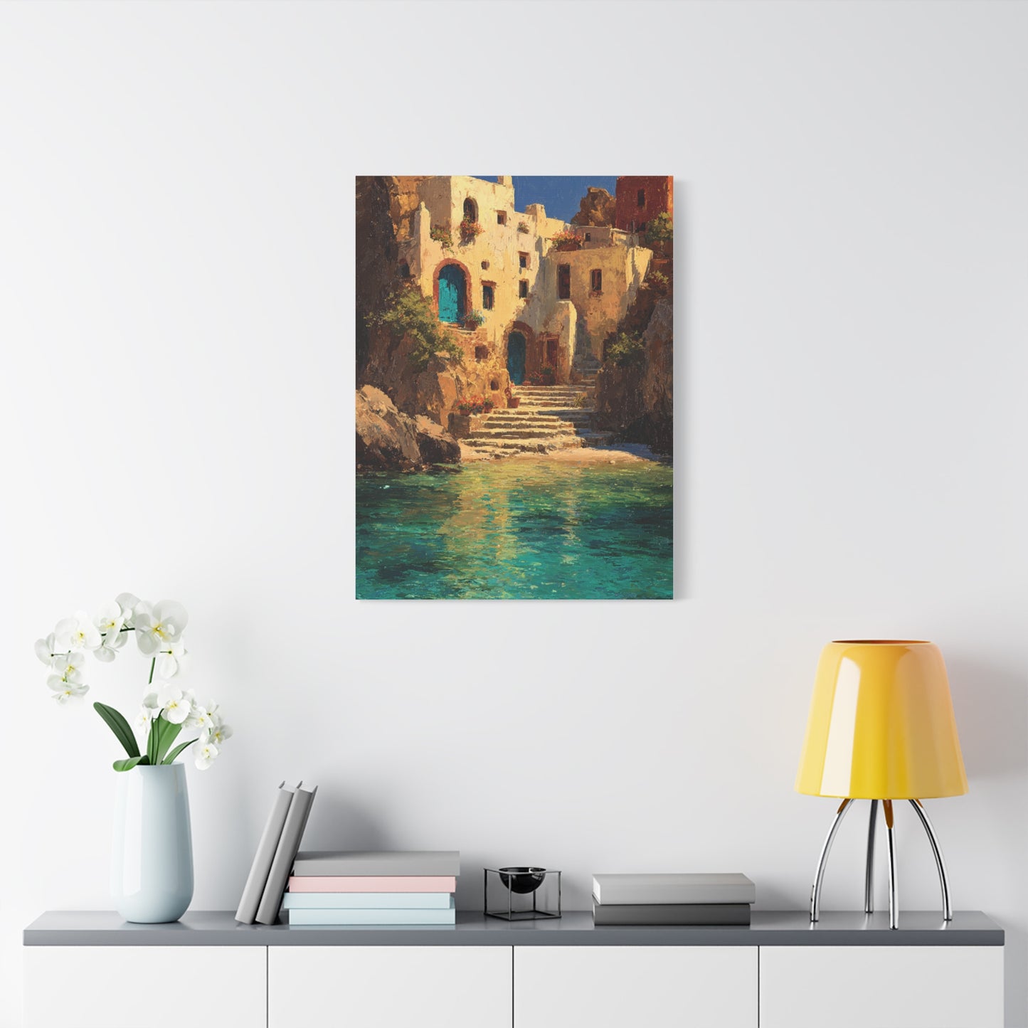 Mediterranean Coastal Village Wall Art & Canvas Print