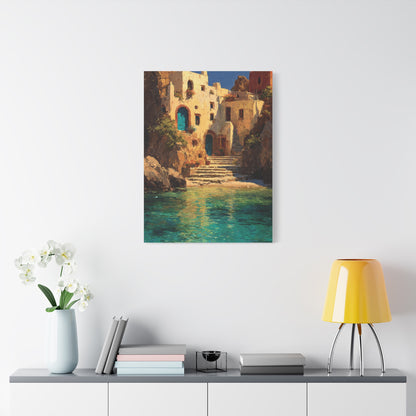 Mediterranean Coastal Village Wall Art & Canvas Print