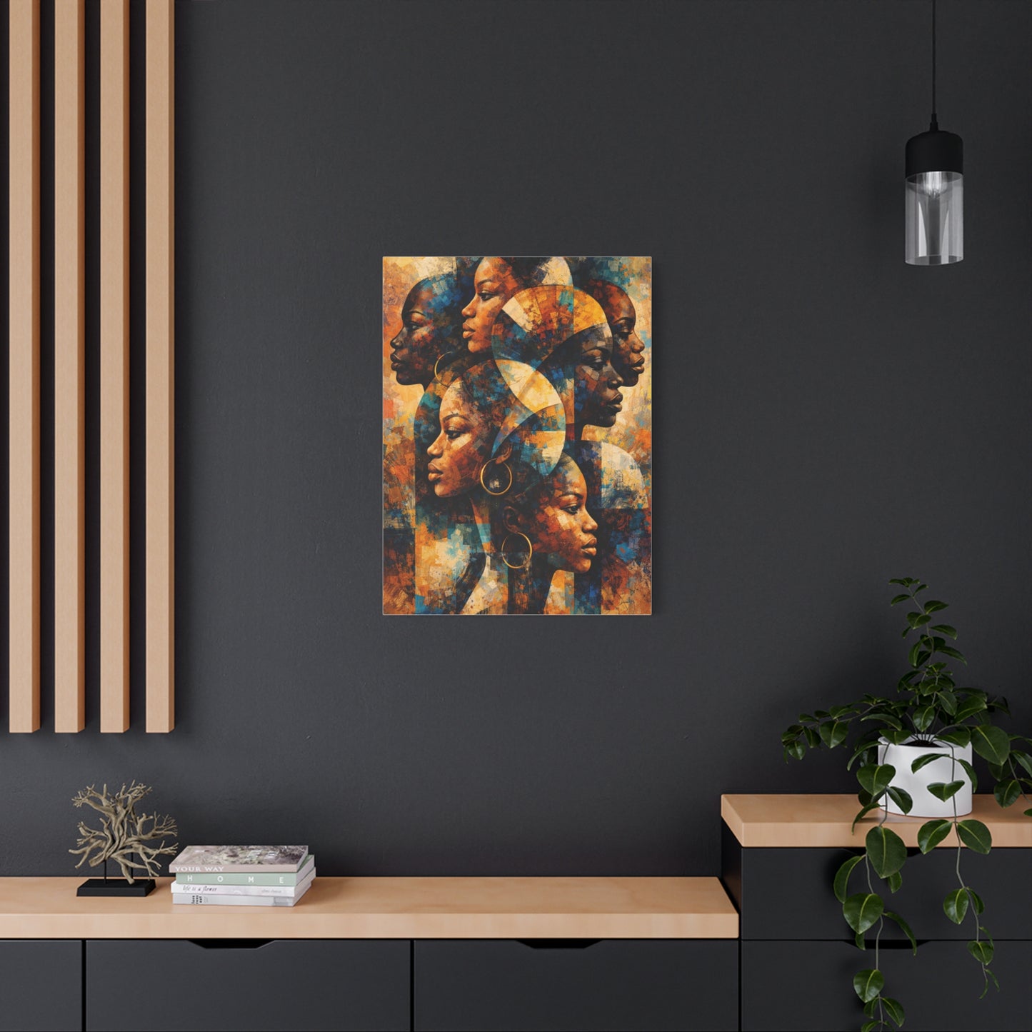 Abstract Overlapping African Profiles Wall Art & Canvas Print