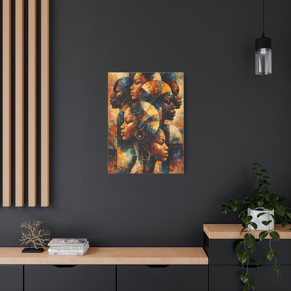 Abstract Overlapping African Profiles Wall Art & Canvas Print