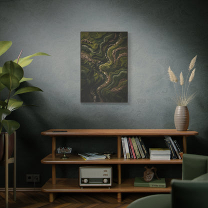 Topographic Moss River Landscape Wall Art & Canvas Print